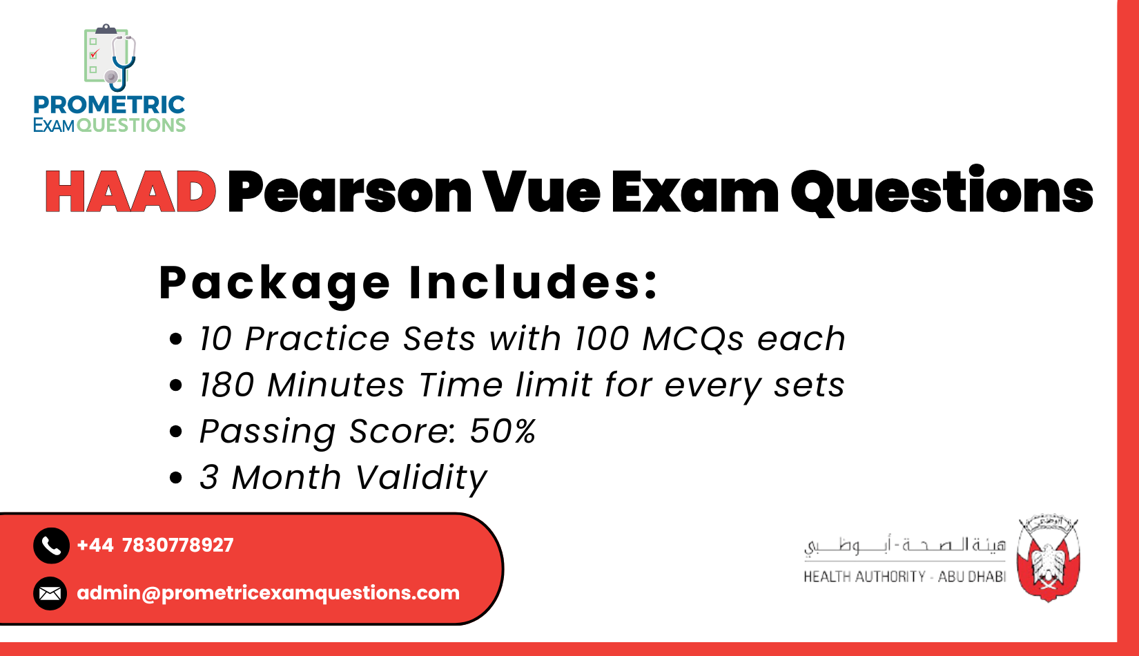 HAAD Pearson Vue Exam Questions
