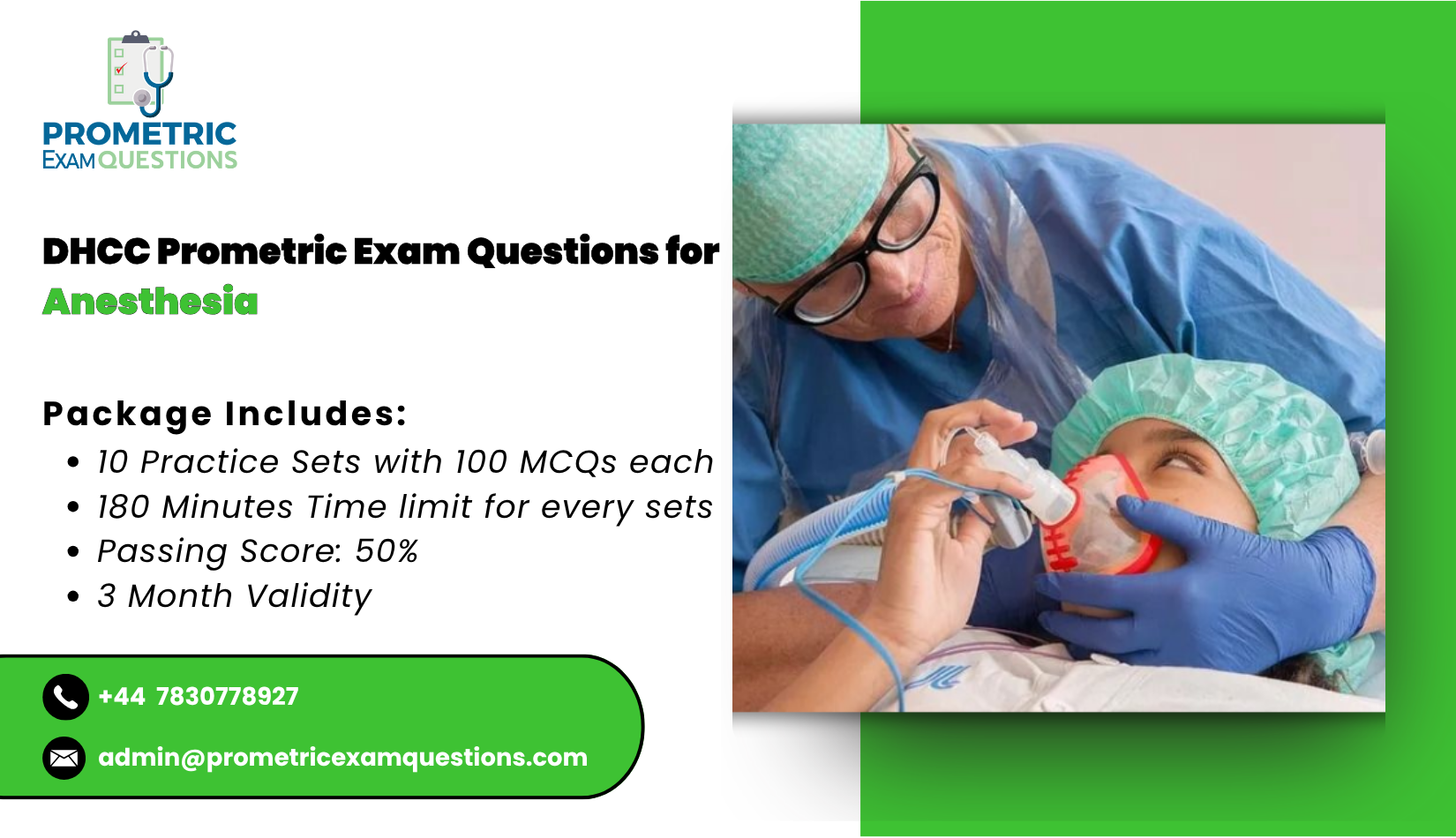 DHCC Prometric Exam Questions for Anesthesia
