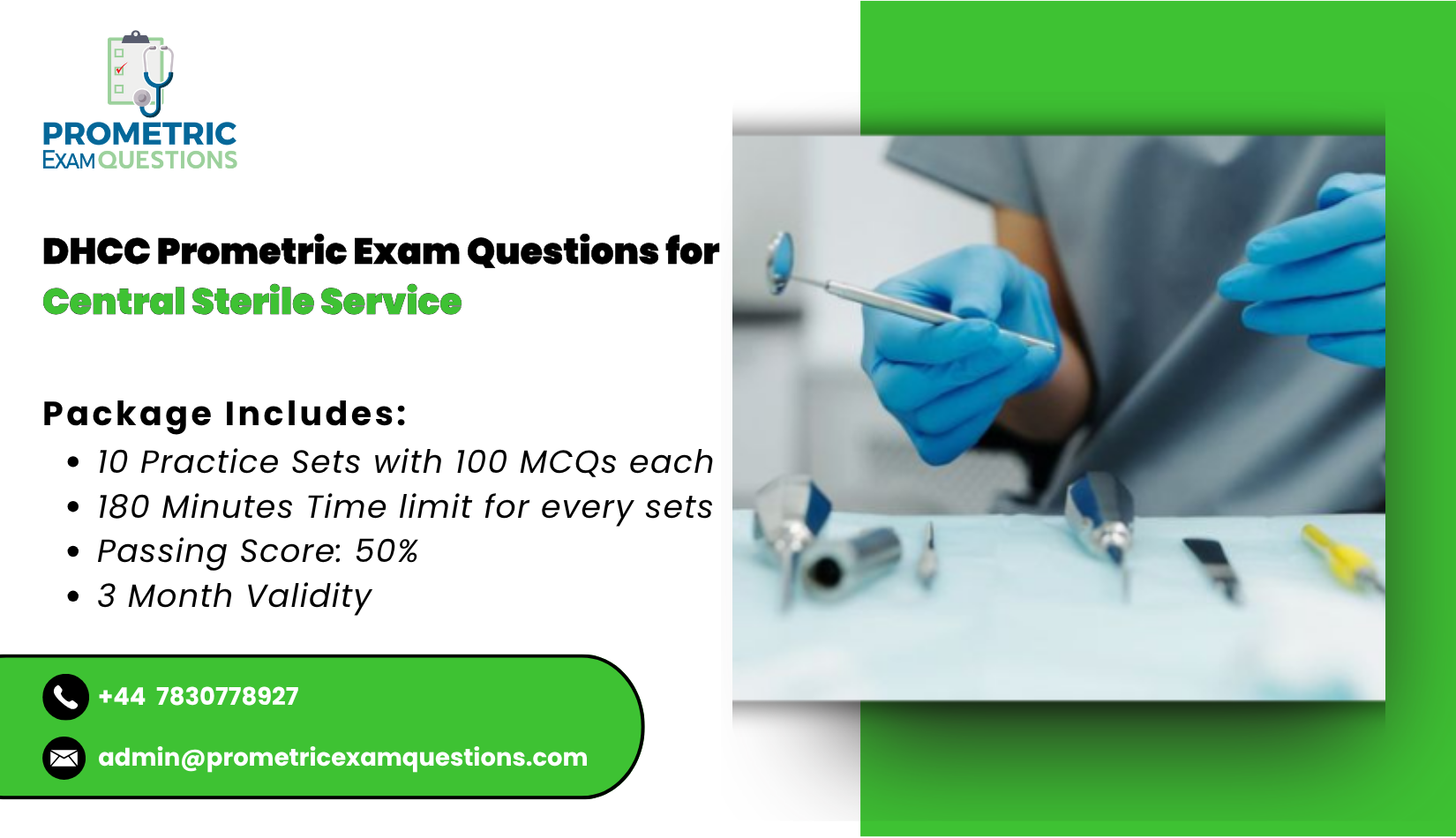 DHCC Prometric Exam Questions for Central Sterile Service