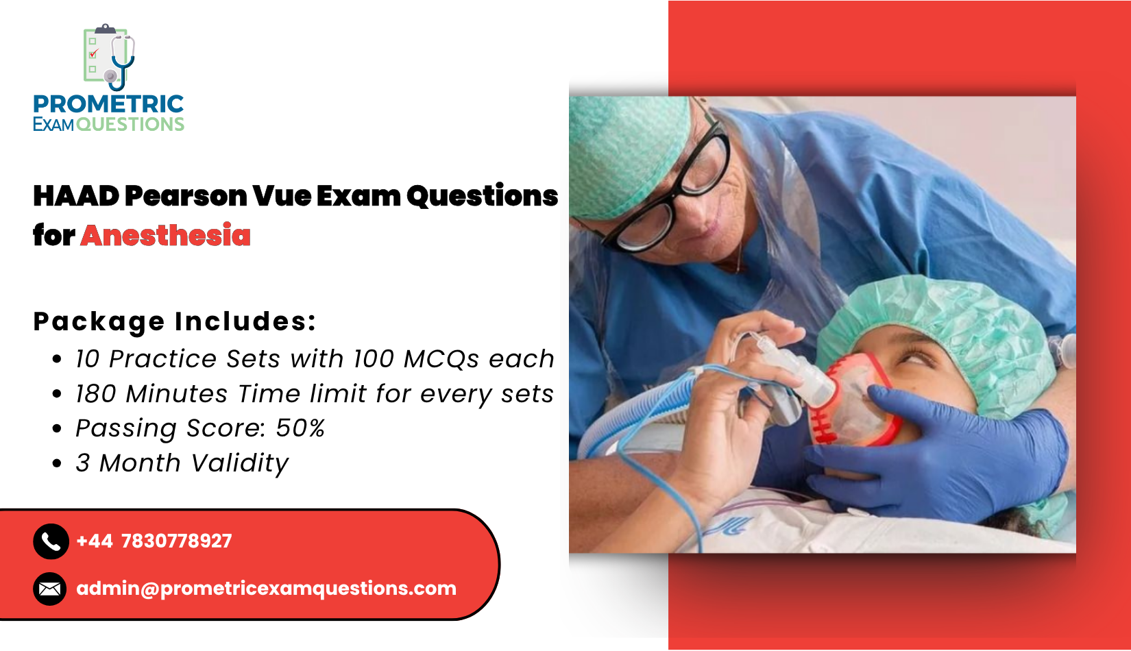 HAAD Pearson Vue Exam Questions for Anesthesia