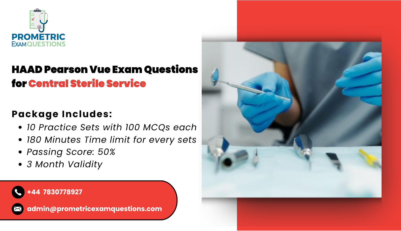 HAAD Pearson Vue Exam Questions for Central Sterile Service