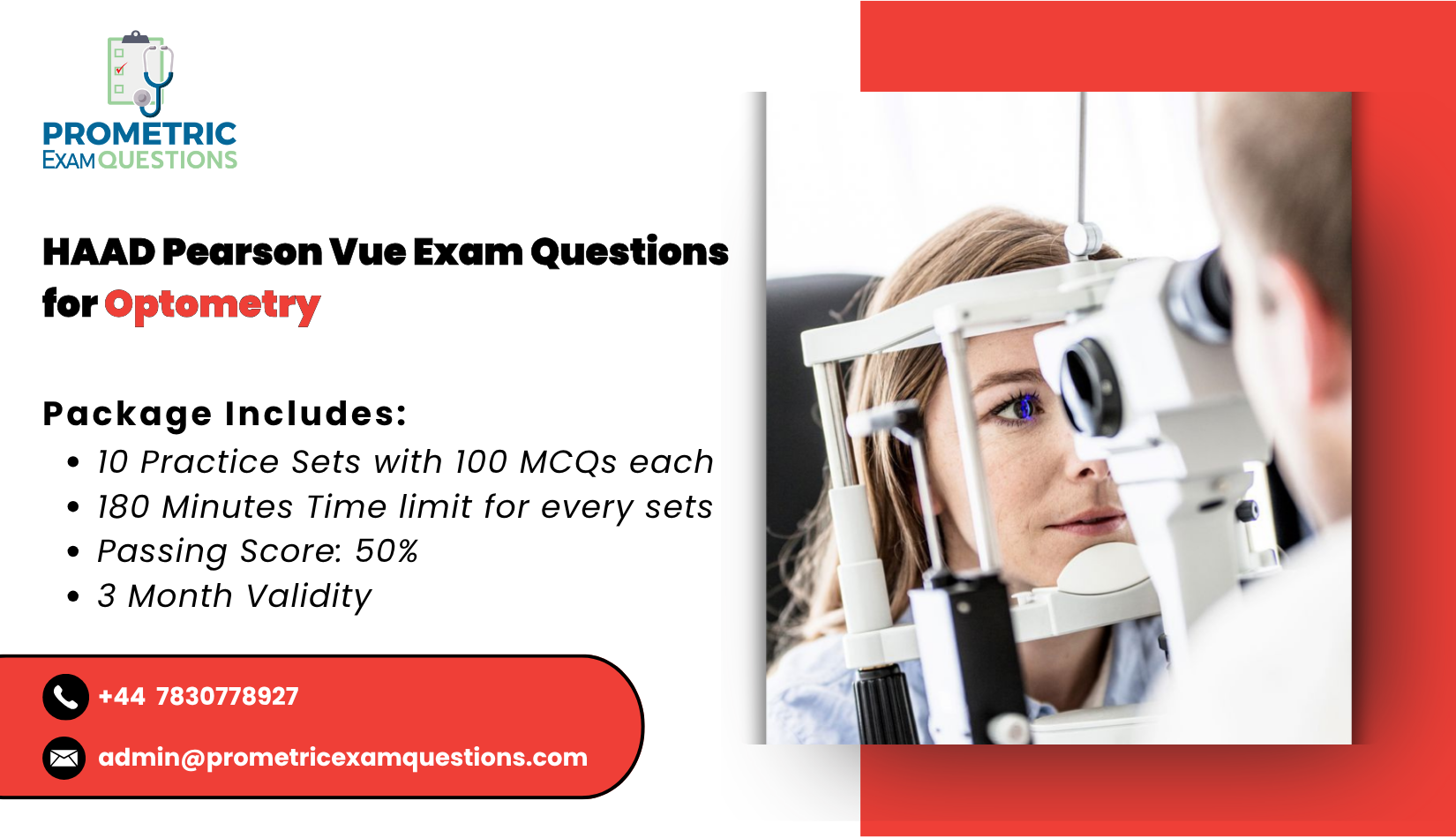 HAAD Pearson Vue Exam Questions for Optometry