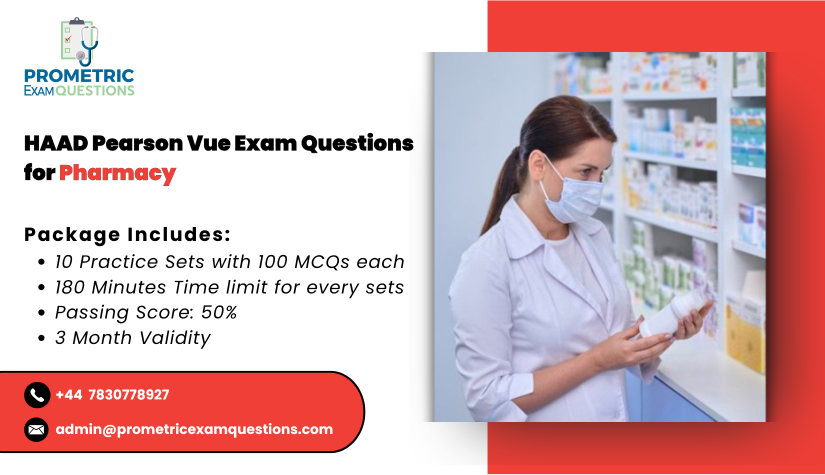 HAAD Pearson Vue Exam Questions for Pharmacy